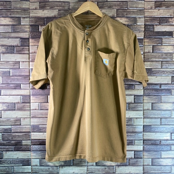 Carhartt Original Fit Pocket T-Shirt Men's Medium Tan Pre Owned - Picture 1 of 9